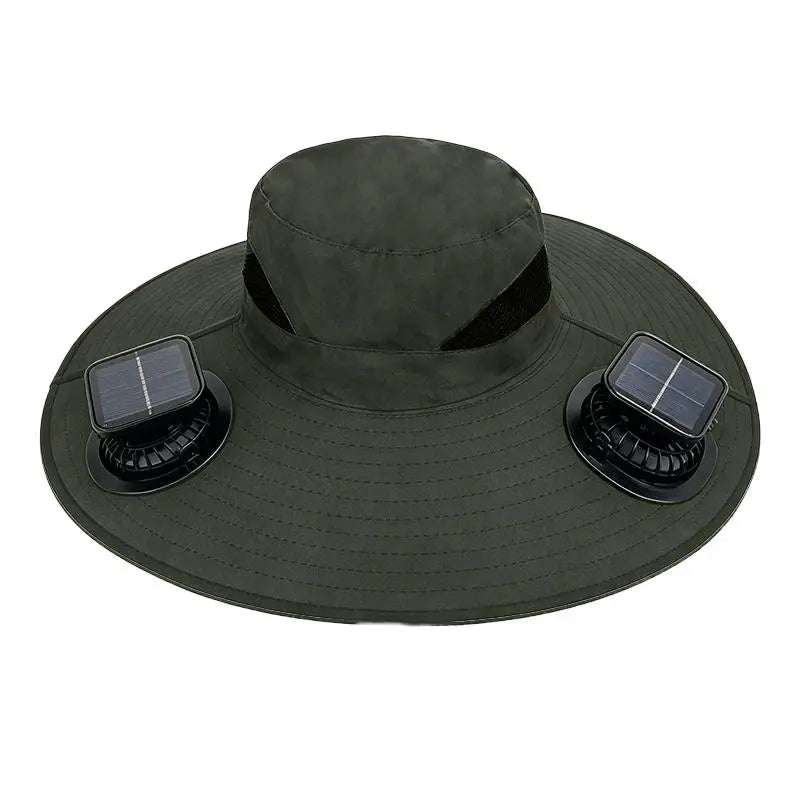 Large Size Quick Dry Bucket Hat with Solar Powered Fan USB Charging Sun Hat for Men Outdoor Hiking Camping Fishing Cooling Wear