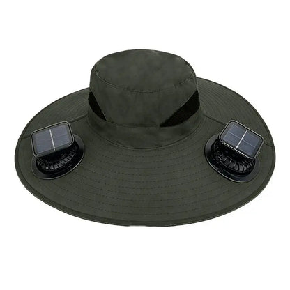Large Size Quick Dry Bucket Hat with Solar Powered Fan USB Charging Sun Hat for Men Outdoor Hiking Camping Fishing Cooling Wear