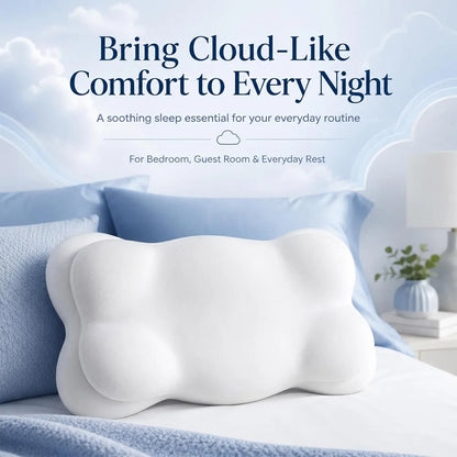 Cloud Pillow Cozy Sleep Pillow, Ergonomic Memory Foam Cervical Support Pillow for Side, Sleepers with Breathable Washable Cover