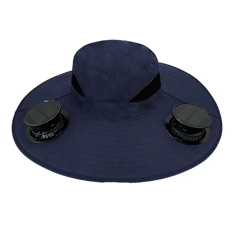 Large Size Quick Dry Bucket Hat with Solar Powered Fan USB Charging Sun Hat for Men Outdoor Hiking Camping Fishing Cooling Wear