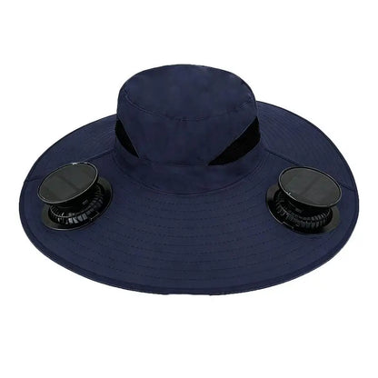 Large Size Quick Dry Bucket Hat with Solar Powered Fan USB Charging Sun Hat for Men Outdoor Hiking Camping Fishing Cooling Wear