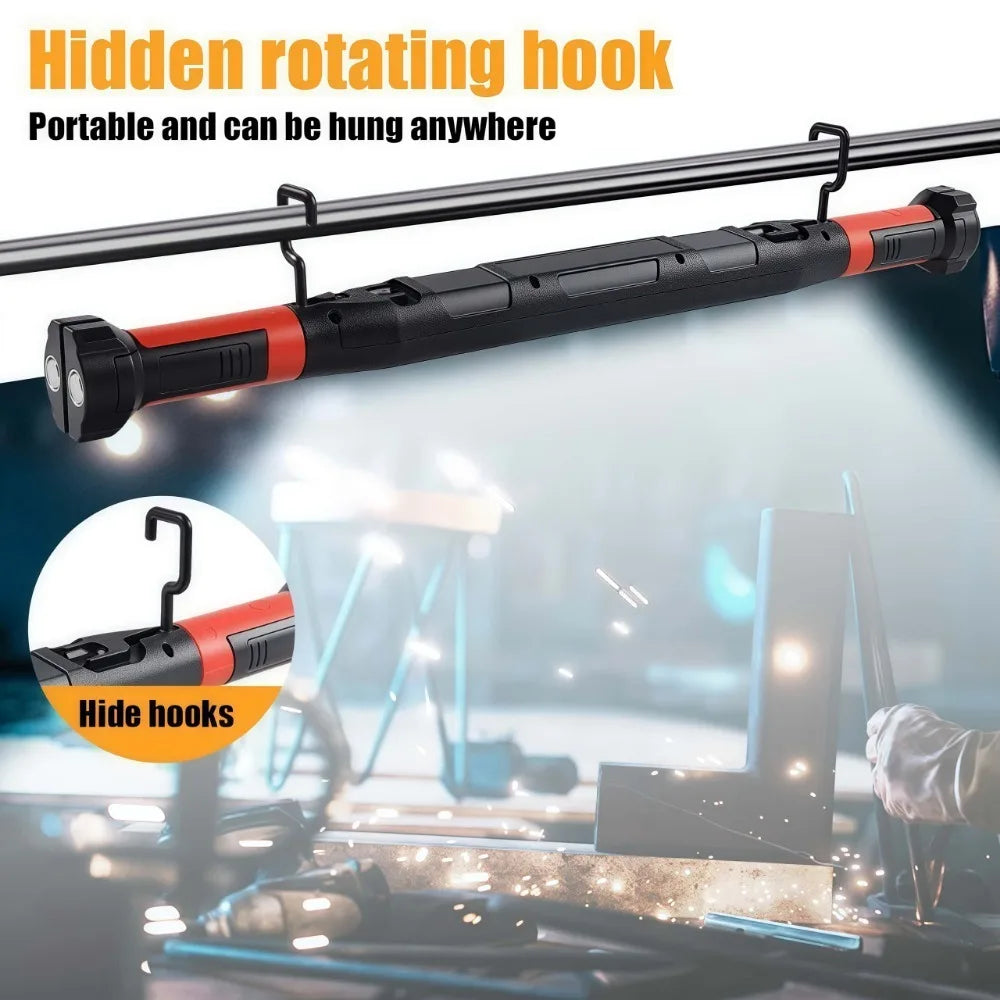 COB LED Work Light USB Rechargeable Magnetic Hook Multifunctional Long Strip Light for Car Repair Emergency Working Camping