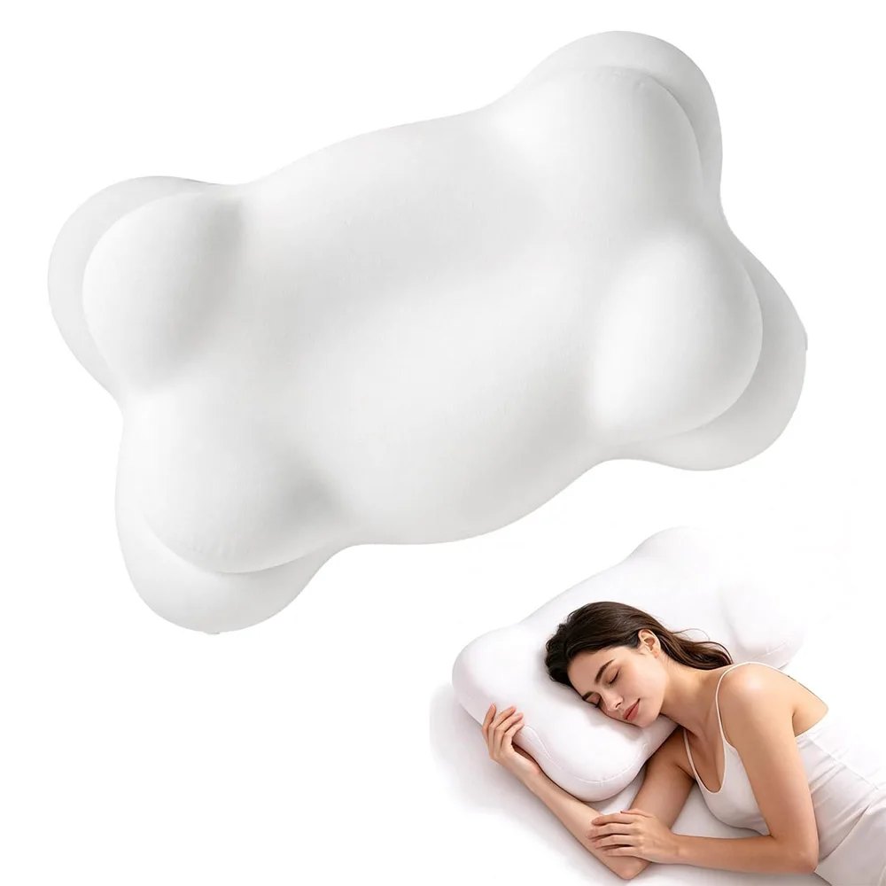Cloud Pillow Cozy Sleep Pillow, Ergonomic Memory Foam Cervical Support Pillow for Side, Sleepers with Breathable Washable Cover