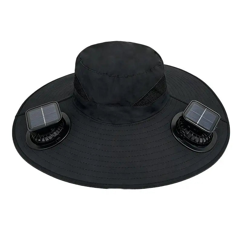 Large Size Quick Dry Bucket Hat with Solar Powered Fan USB Charging Sun Hat for Men Outdoor Hiking Camping Fishing Cooling Wear