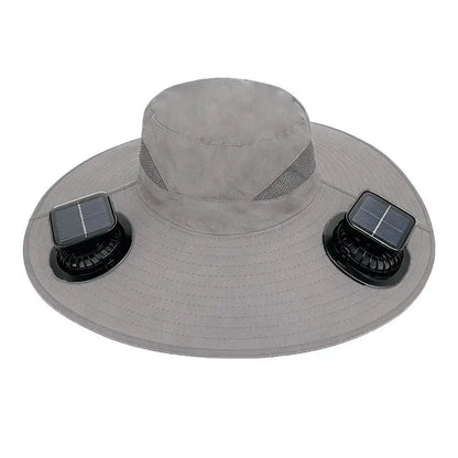 Large Size Quick Dry Bucket Hat with Solar Powered Fan USB Charging Sun Hat for Men Outdoor Hiking Camping Fishing Cooling Wear