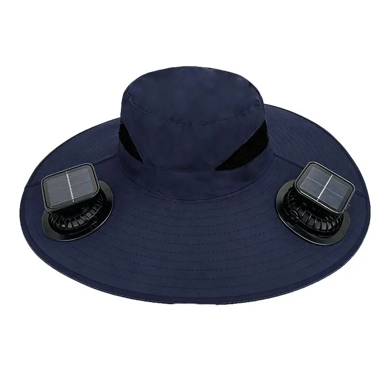 Large Size Quick Dry Bucket Hat with Solar Powered Fan USB Charging Sun Hat for Men Outdoor Hiking Camping Fishing Cooling Wear