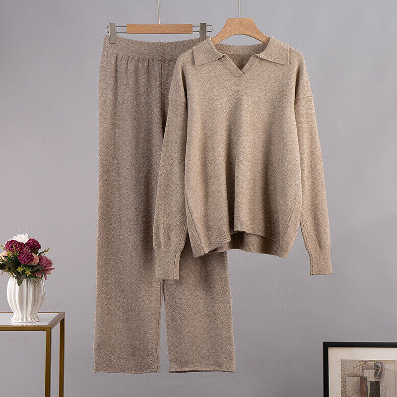 Lunora™ Collared Loose-Fit Sweater Set